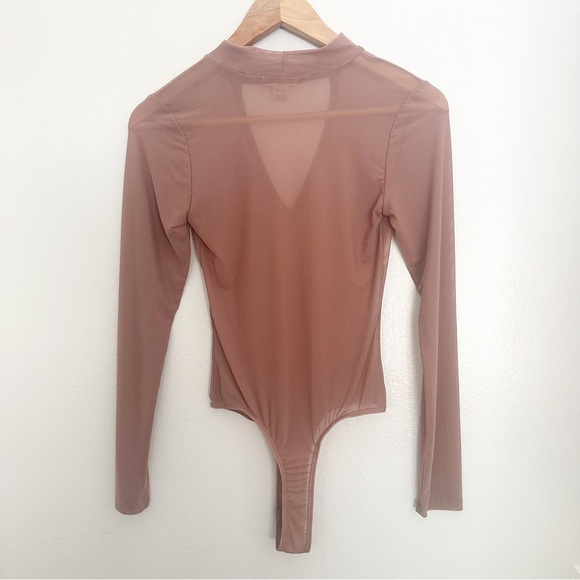 Bozzolo Sheer Mesh bodysuit onesie long sleeve thong Size small - Picture 2 of 3